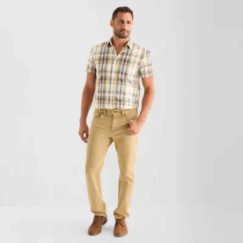 mutual weave Mens Short Sleeve Regular Fit Button-Down Shirt