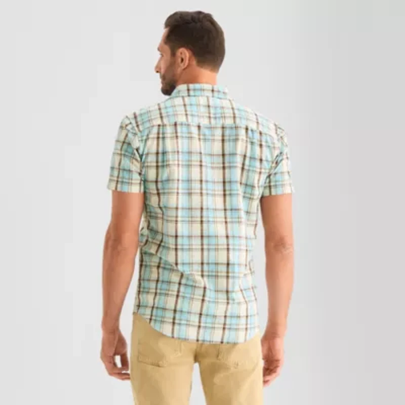mutual weave Mens Short Sleeve Regular Fit Button-Down Shirt