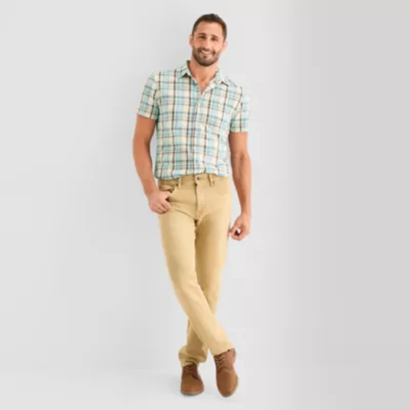 mutual weave Mens Short Sleeve Regular Fit Button-Down Shirt