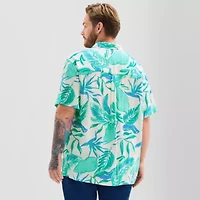 St. John's Bay Slub Button-Down Mens Short Sleeve Big and Tall Camp Shirt