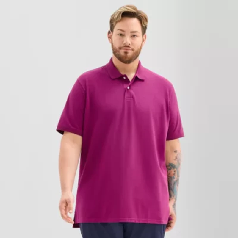 St. John's Bay Premium Stretch Big and Tall Mens Classic Fit Short Sleeve Polo Shirt