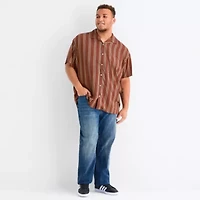 Arizona Mens Short Sleeve Regular Fit Big and Tall Button-Down Shirt