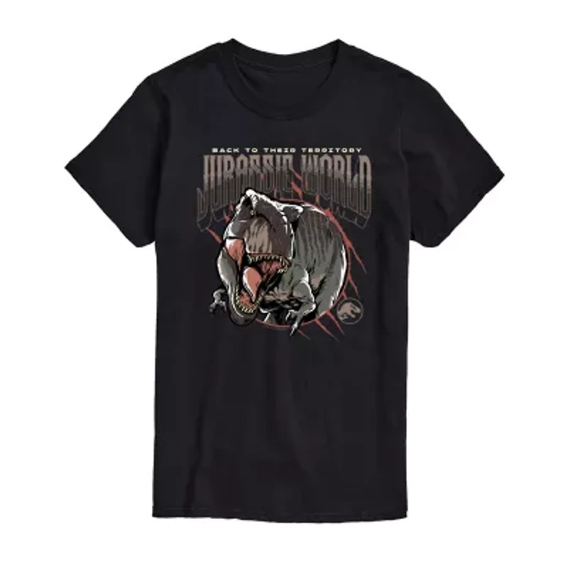 Mens Crew Neck Short Sleeve Regular Fit Jurassic World Big and Tall Graphic T-Shirt