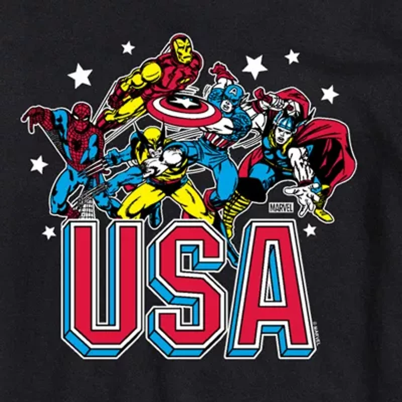 Mens Crew Neck Short Sleeve Regular Fit Marvel Big and Tall Graphic T-Shirt