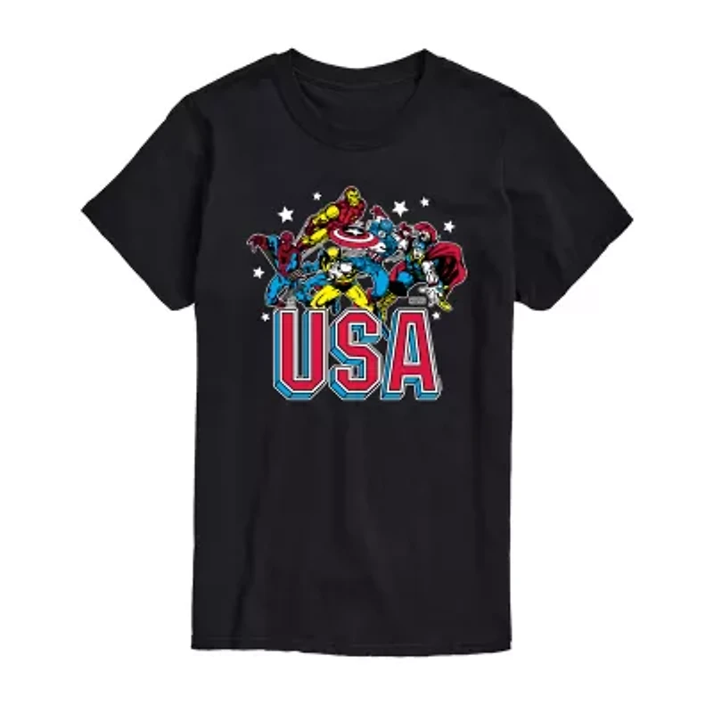 Mens Crew Neck Short Sleeve Regular Fit Marvel Big and Tall Graphic T-Shirt
