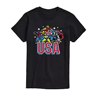 Mens Crew Neck Short Sleeve Regular Fit Marvel Big and Tall Graphic T-Shirt