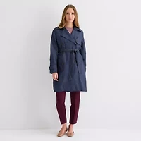 Liz Claiborne Womens Denim Lightweight Trench Coat