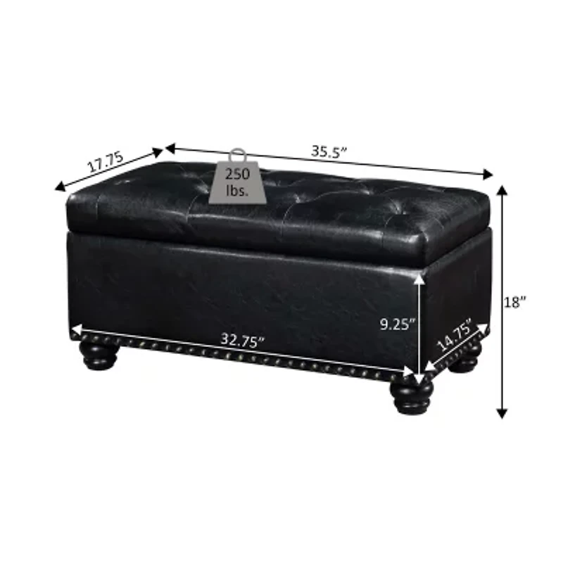 7th Avenue Cushioned Storage Tufted Ottoman