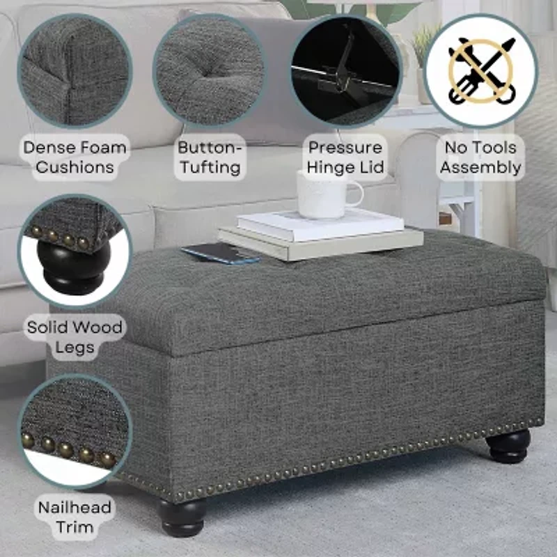 7th Avenue Cushioned Storage Tufted Ottoman
