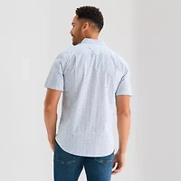 St. John's Bay Stretch Poplin Mens Short Sleeve Classic Fit Button-Down Shirt