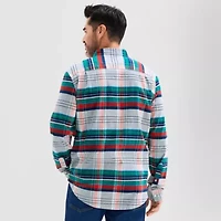 St. John's Bay Washed Oxford Mens Long Sleeve Classic Fit Stretch Fabric Button-Down Shirt