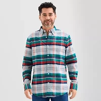 St. John's Bay Washed Oxford Mens Long Sleeve Classic Fit Stretch Fabric Button-Down Shirt