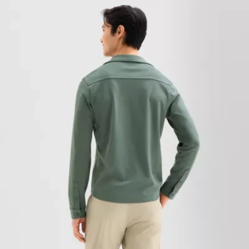 Stylus Mens Long Sleeve Knit Button-Down Shirt