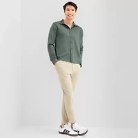 Stylus Mens Long Sleeve Knit Button-Down Shirt