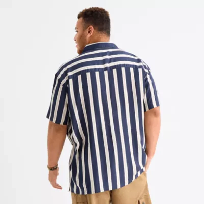 Arizona Mens Short Sleeve Big and Tall Button-Down Shirt