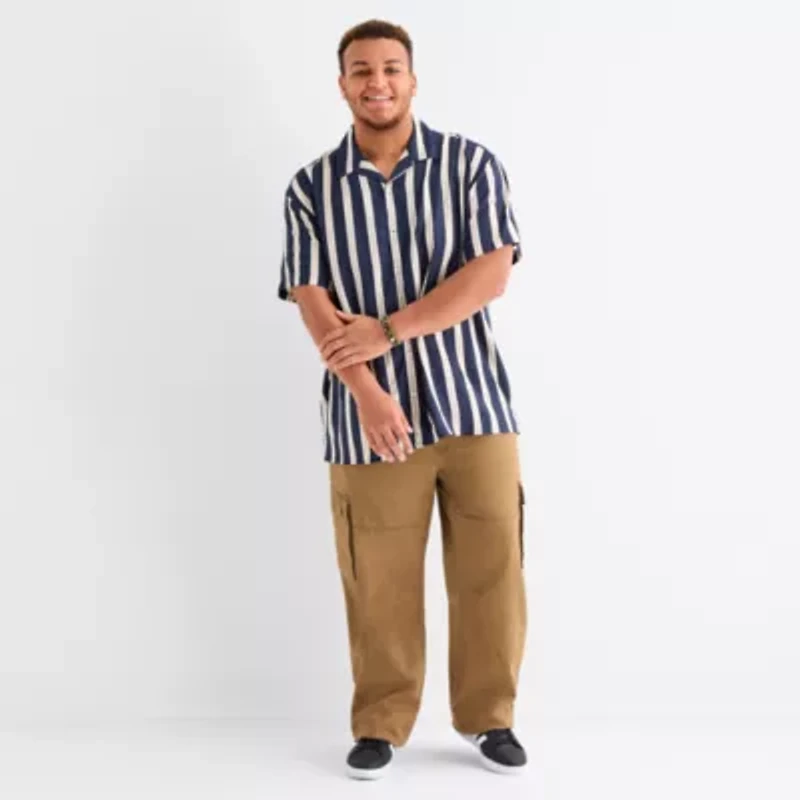 Arizona Mens Short Sleeve Big and Tall Button-Down Shirt