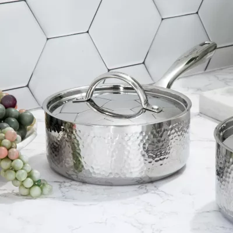 BergHOFF Hammered 7" Covered Stainless Steel Sauce Pan
