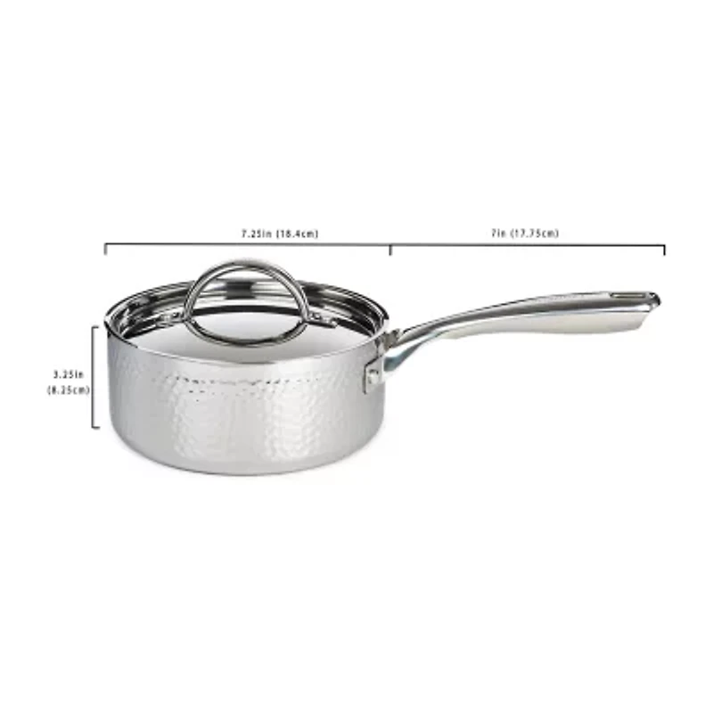 BergHOFF Hammered 7" Covered Stainless Steel Sauce Pan