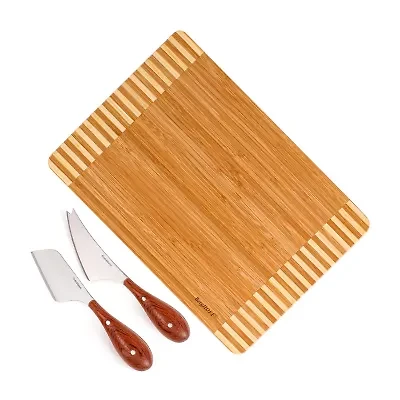 BergHOFF Bamboo 3-pc. Rectanglet Cutting Board and Aaron Probyn Cheese Knife Set