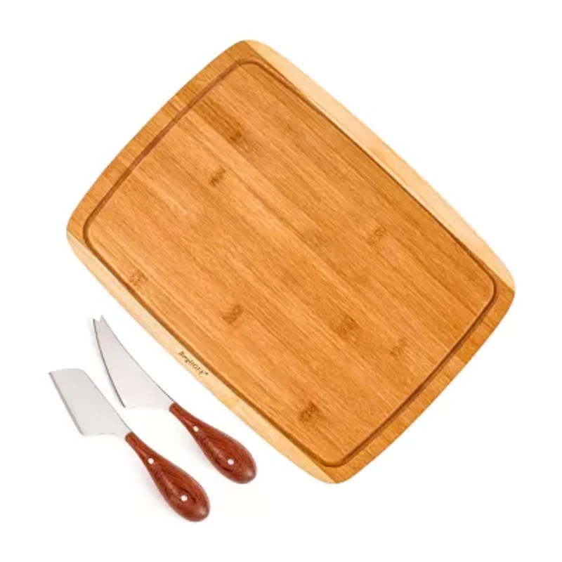 BergHOFF Bamboo 3-pc. Rectangle Cutting Board and Aaron Probyn Cheese Knife Set