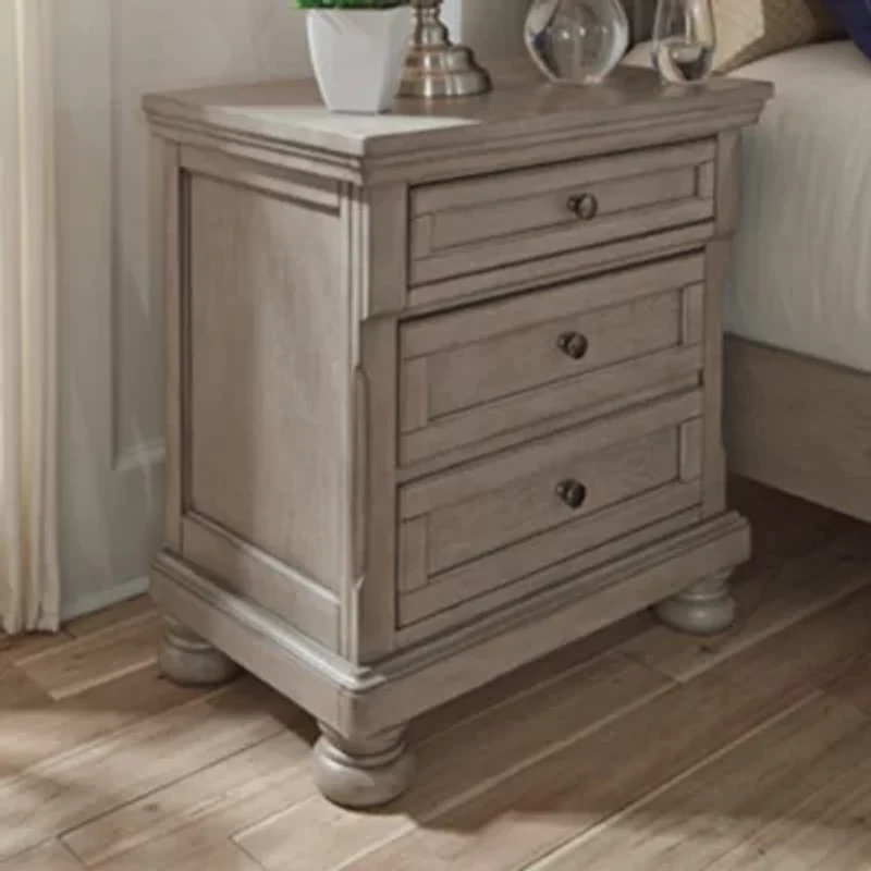 Signature Design by Ashley Lettner 29" 2-Drawer Nightstand in Light Gray