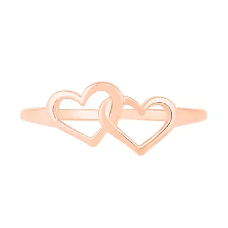 Womens 7.5MM 10K Rose Gold Heart Band