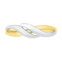 Womens 6MM 10K Two Tone Gold Round Band