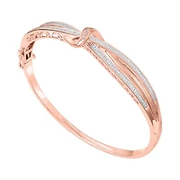 1/10 CT. T.W. Diamond Crossover Bangle Bracelet Sterling Silver or 14K Gold Over