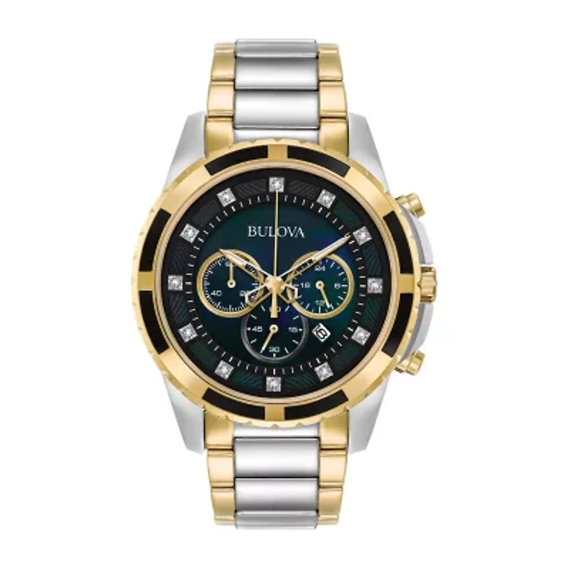 Bulova Classic Mens Chronograph Two Tone Stainless Steel Bracelet Watch 98d132