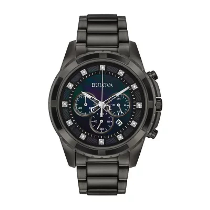 Bulova Classic Mens Chronograph Black Stainless Steel Bracelet Watch 98d133