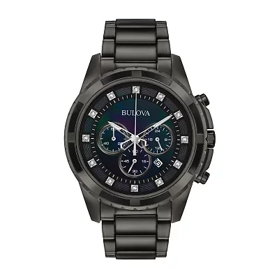 Bulova Classic Mens Chronograph Black Stainless Steel Bracelet Watch 98d133