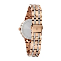 Bulova Phantom Womens Crystal Accent Rose Goldtone Stainless Steel Bracelet Watch 98l266