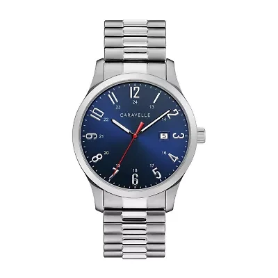 Caravelle Designed By Bulova Mens Silver Tone Stainless Steel Bracelet Watch 43b161