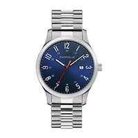 Caravelle Designed By Bulova Mens Silver Tone Stainless Steel Bracelet Watch 43b161