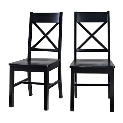 2-pc. Antique Brown Wood Dining Chairs