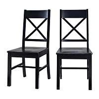 2-pc. Antique Brown Wood Dining Chairs