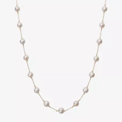Womens Cultured Freshwater Pearl 10K Yellow Gold Strand Necklace