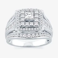 Signature By Modern Bride Womens 2 CT. T.W. Natural White Diamond 14K Gold Cushion Bridal Set