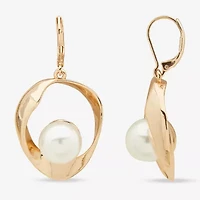 Worthington Gold Tone Womens Simulated Pearl Drop Earrings