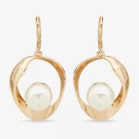 Worthington Gold Tone Womens Simulated Pearl Drop Earrings