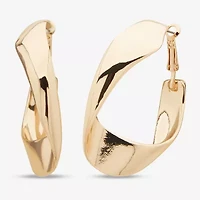 Worthington Gold Tone Wavy Womens 55.9mm Hoop Earrings