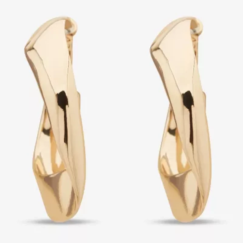 Worthington Gold Tone Wavy Womens 55.9mm Hoop Earrings