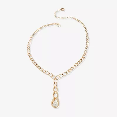 Worthington Gold Tone Linear Womens 17 Inch Y Necklace