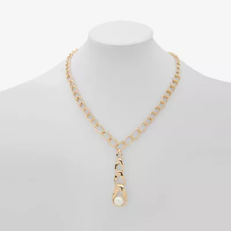 Worthington Gold Tone Linear Womens 17 Inch Y Necklace