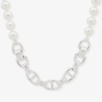 Worthington Silver Tone Womens 17 Inch Collar Necklace
