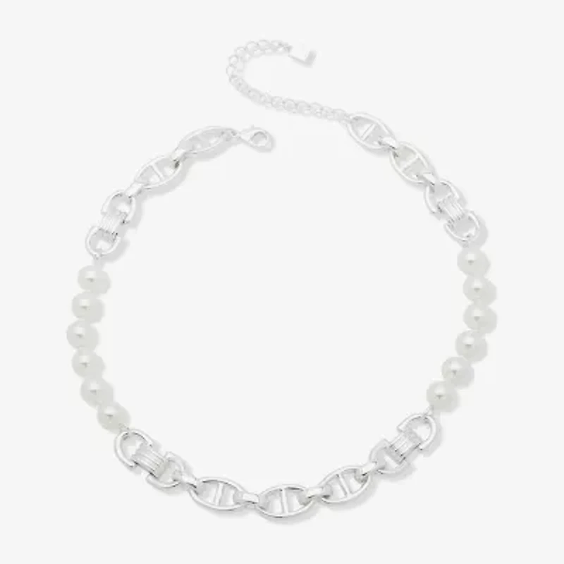 Worthington Silver Tone Womens 17 Inch Collar Necklace
