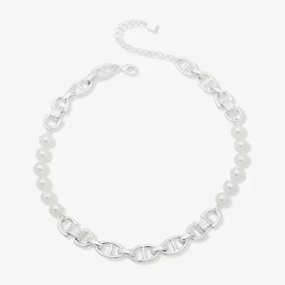 Worthington Silver Tone Womens 17 Inch Collar Necklace