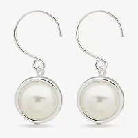 Worthington Silver Tone Womens Simulated Pearl Drop Earrings