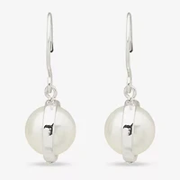 Worthington Silver Tone Womens Simulated Pearl Drop Earrings