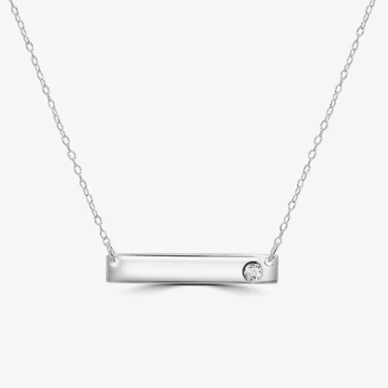 Silver Treasures Birthday Womens Red Garnet Sterling Bar 16 Inch Pendant Necklace